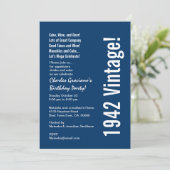 モダン1942 ヴィンテージ 誕生日 青 白 赤 招待状 (スタンド正面)