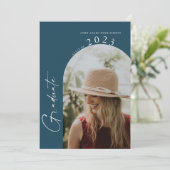 モダン2イミニマルトネイビーブルー卒業党 招待状 (スタンド正面)