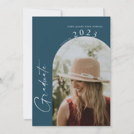 モダン2イミニマルトネイビーブルー卒業党 招待状