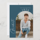 モダン2イミニマルトネイビーブルー卒業党 招待状 (正面)