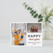 モダン2エレガント枚の写真新年 ポストカード (スタンド正面)