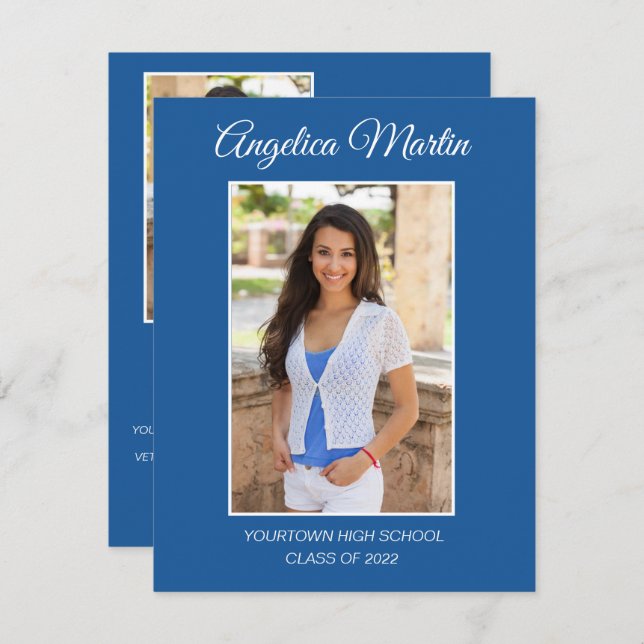 モダン2サイドブルー卒業3フォトクラス2022 (正面/裏面)