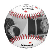 モダン2パーソナライズされた枚の写真最高のコラージュ 野球ボール (正面)