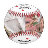 モダン2パーソナライズされた枚の写真最高の彼氏 野球ボール (正面)