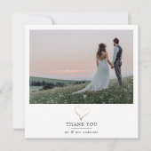 モダン2フォトゴールドフォイルハート結婚ズ サンキューカード (正面)