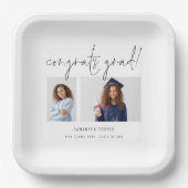 モダン2フォトスクリプトおめでとう卒業パーティー ペーパープレート (正面)