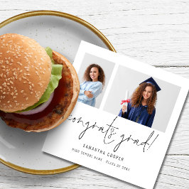 モダン2フォトスクリプト卒業パーティー スタンダードカクテルナプキン