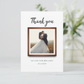 モダン2フォトスクリプ結婚ト サンキューカード (スタンド正面)