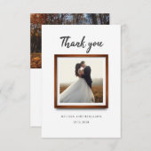 モダン2フォトスクリプ結婚ト サンキューカード (正面/裏面)