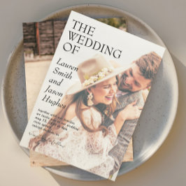 モダン2フォトブラック&ホワイトボホ結婚ズ 招待状