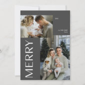 モダン2メリーフォトブラック冬の水色 シーズンカード (正面)