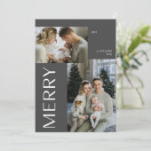 モダン2メリーフォトブラック冬の水色 シーズンカード (スタンド正面)