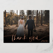 モダン2感謝してい枚の写真をスクリ結婚プト 箔招待状 (正面)