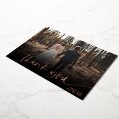 モダン2感謝してい枚の写真をスクリ結婚プト 箔招待状 (回転した状態)