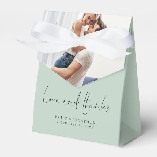 モダン2枚の写真がラヴ感謝してい結婚の フェイバーボックス (正面サイド)