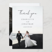 モダン2枚の写真の結婚サンキューカード サンキューカード (正面/裏面)