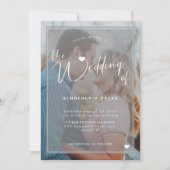 モダン2枚の写真ホワイトオーバーレイ結婚シック 招待状 (正面)