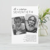 モダン2枚写真サプライズ70歳誕生日パーティー 招待状 (スタンド正面)