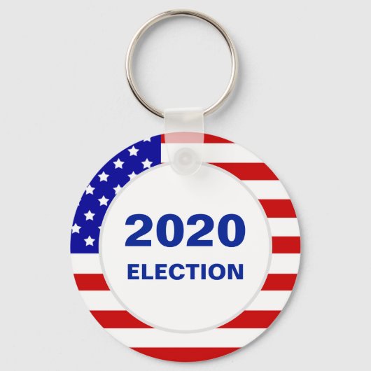モダン2020アメリカ国旗+編集可能な選挙テキスト キーホルダー (正面)