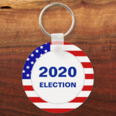 モダン2020アメリカ国旗+編集可能な選挙テキスト キーホルダー (正面)