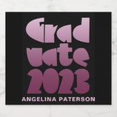 モダン2023年シンプル卒業ブラック&パープル スパークリングワインラベル (シングルラベル)