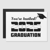 モダン2025年卒業生招待状 ご招待します！ マグネット招待状 (正面/裏面)