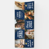 モダン2026卒業生 ネイビー＆ゴールド フォトバナー 横断幕 (縦)