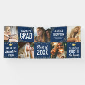 モダン2026卒業生 ネイビー＆ゴールド フォトバナー 横断幕 (横)