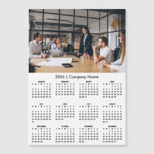 モダン2026年カレンダー 会社名 写真マグネット
