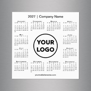 モダン2027年カレンダー企業ロゴホワイトマグネット