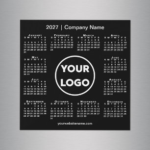 モダン2027年カレンダー 会社ロゴ ブラックマグネット