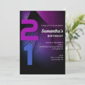 モダン21ストライプ歳の誕生日招待状 招待状 (スタンド正面)
