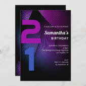モダン21ストライプ歳の誕生日招待状 招待状 (正面/裏面)