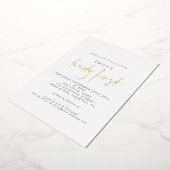 モダン21歳の誕生日モダンスクリプト実在白 箔招待状 (回転した状態)