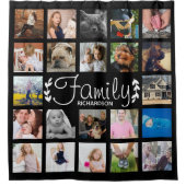 モダン22の家族写真のコラージュ及び名前 シャワーカーテン (正面)