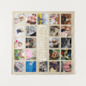 モダン22の家族写真のコラージュ及び白い月桂樹 タペストリー (正面(横))