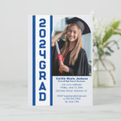 モダン24級ブルー&ホワイト卒業 招待状 (スタンド正面)