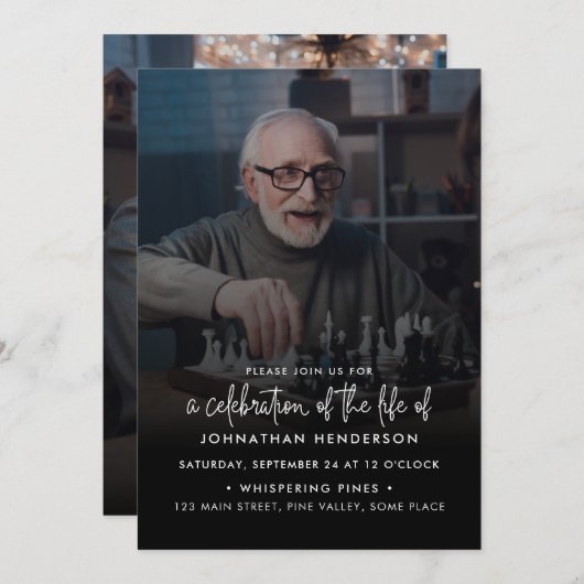 モダン2-Photoライフお祝い招待状 招待状 (正面/裏面)