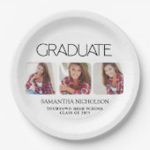 モダン3お洒落 – 写真の卒業 ペーパープレート (正面)