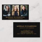 モダン3の写真のカメラマンの黒の金ゴールド 名刺 (正面/裏面)