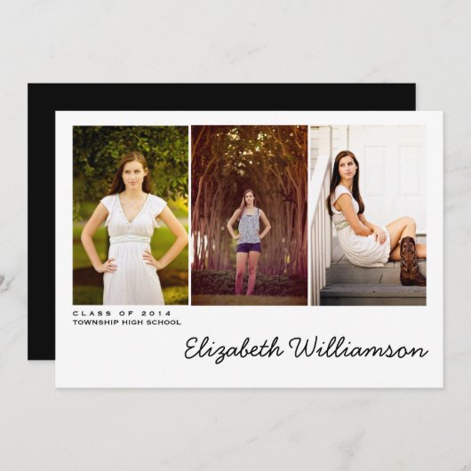 モダン3の写真の卒業のパーティの招待状 招待状 (正面/裏面)