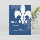 モダン3の(紋章の)フラ・ダ・リのブライダルシャワー(濃紺) 招待状 (スタンド正面)