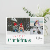 モダン3エレガント枚の写真コラージュ シーズンカード (スタンド正面)