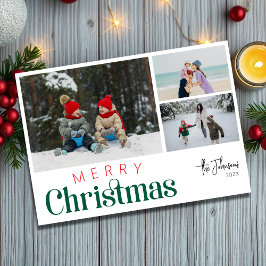 モダン3エレガント枚の写真コラージュ シーズンカード