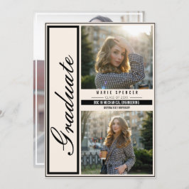 モダン3エレガント枚フォトコラージベージュ 案内状