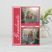 モダン3エレガント枚フォトコラージュ赤卒業 案内状 (スタンド正面)
