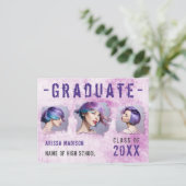 モダン3カッコいい枚のフォトピンク紫色のグラード発表 ポストカード (スタンド正面)