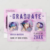 モダン3カッコいい枚のフォトピンク紫色のグラード発表 ポストカード (正面/裏面)