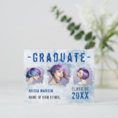 モダン3カッコいい枚グランジのフォトブルーのグラード発表 ポストカード (スタンド正面)