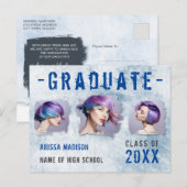 モダン3カッコいい枚グランジのフォトブルーのグラード発表 ポストカード (正面/裏面)